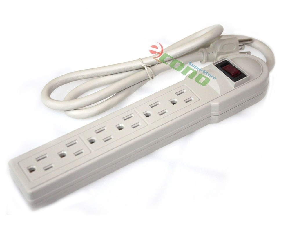 3FT 6 Outlet Power Strip Surge Protector AC125V 15A 60hz Plug AC Wall UL Listed