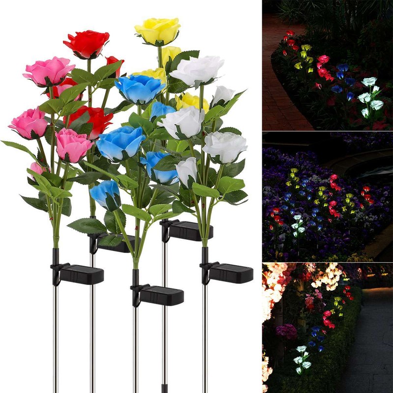 2/4 Pack Solar Power Rose Flower Lights Outdoor Garden Landscape Yard Lamp Decor gallery