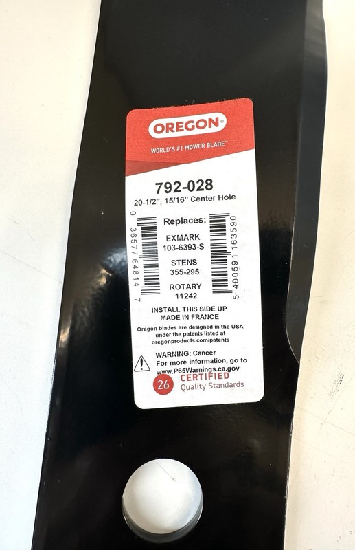 Oregon Mulching Blade For 60 in Exmark Radius X-Series 3 Pack Model 792-028 gallery