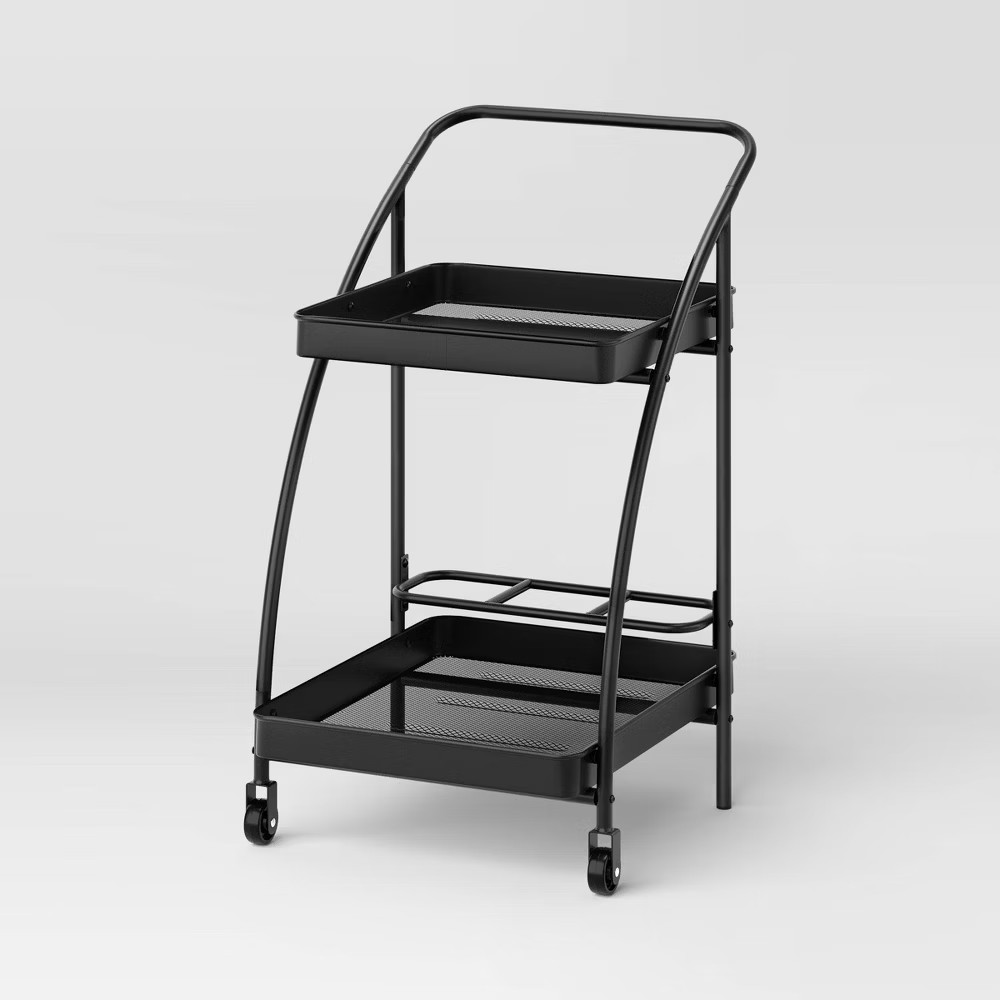 Metal Mesh Rolling Bar Outdoor Serving Cart Black - Room Essentials gallery