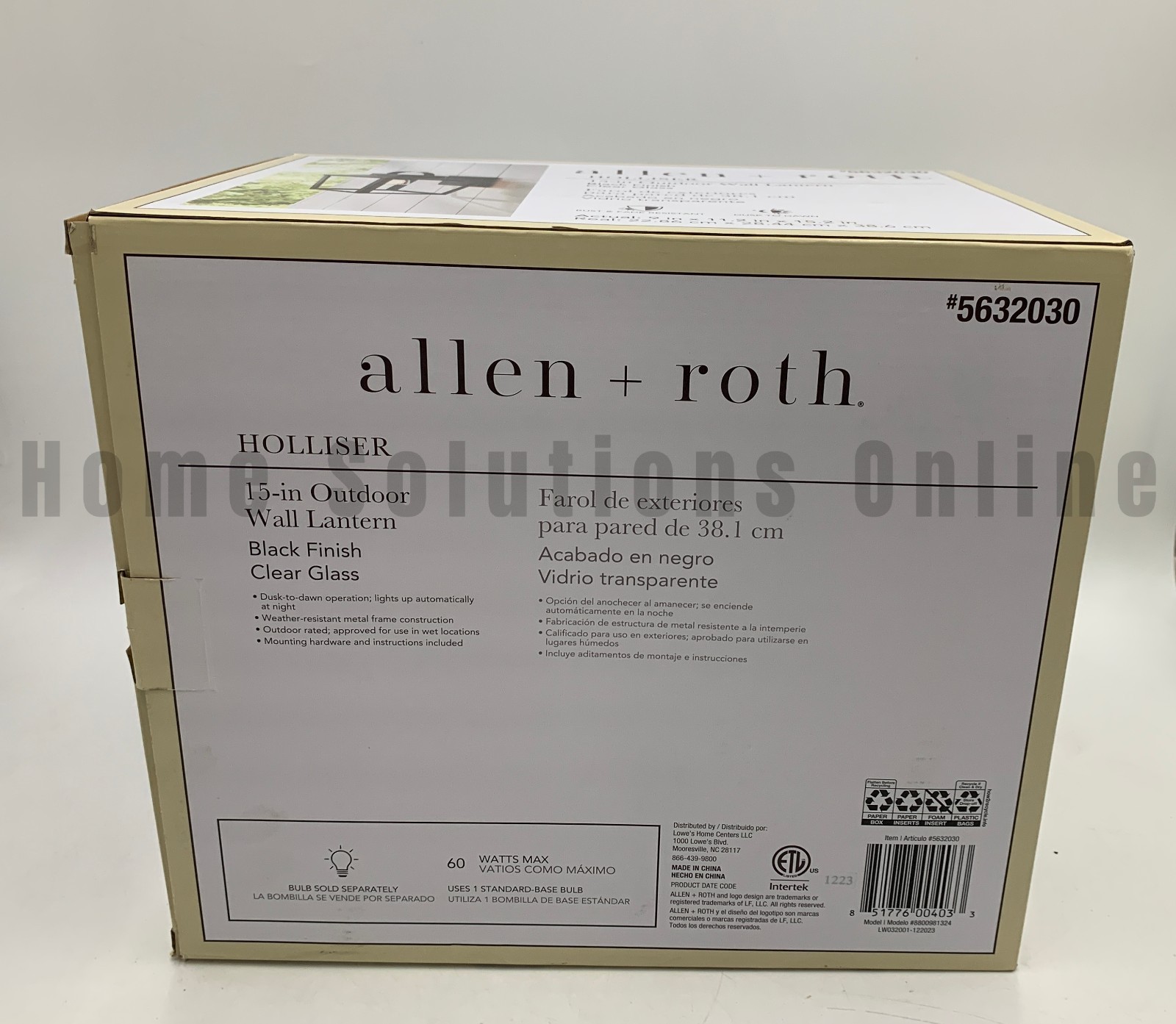 Lowe's allen roth Holliser Hardwired Dusk Dawn Wall Light Black 5632030 #S5500 gallery
