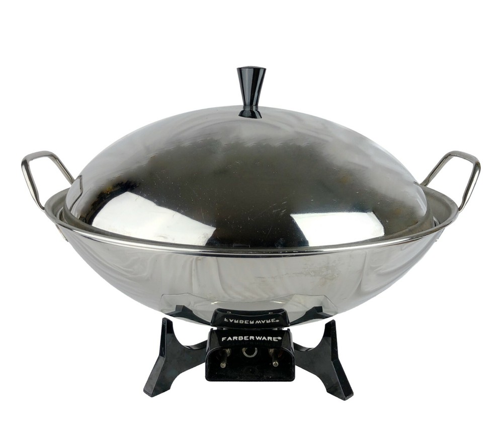 Vintage BIG Farberware Model 303 Electric Wok Stainless Steel 14 Inches WORKS