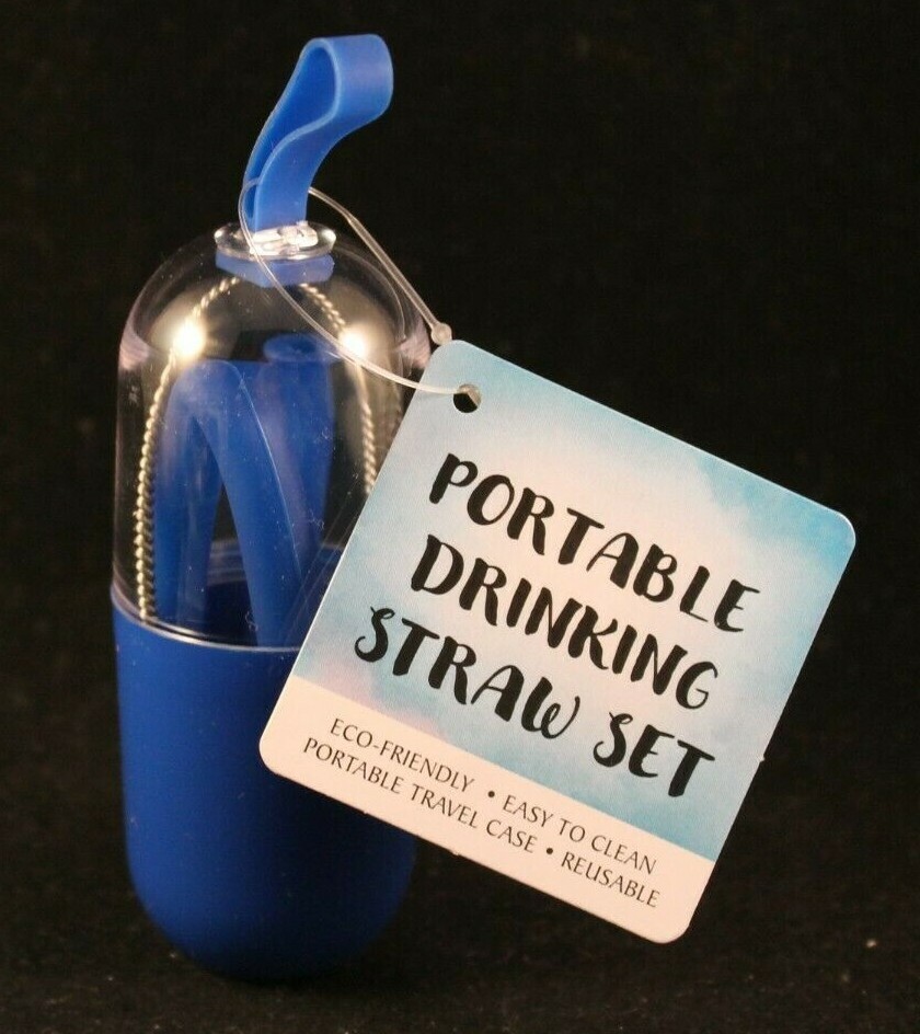 Portable Drinking Straw Set - Eco-Friendly - Easy To Clean - Reusable - Blue gallery