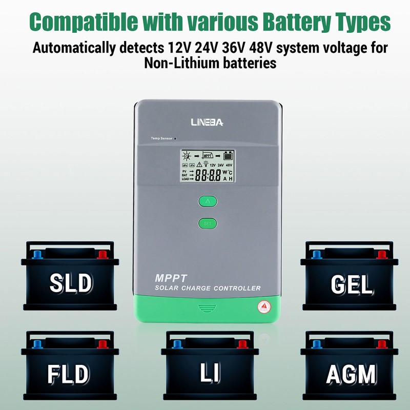 Solar Panel 100A MPPT Battery Charge Controller 12V/24V/36V/48V LCD Regulator gallery