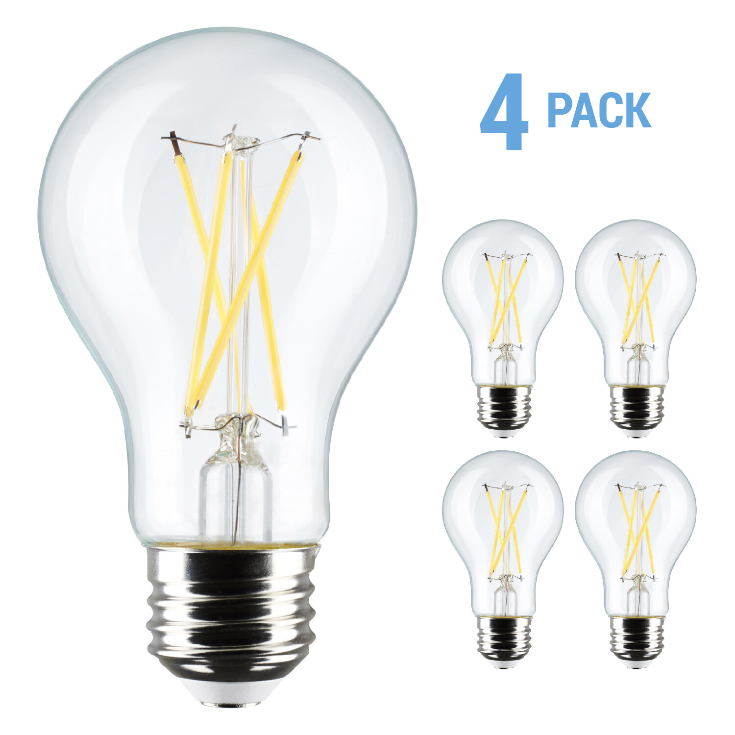 4 Pack Satco S12463 LED Filament 120V 8W =60W A19 Medium E26 3000K Soft White gallery
