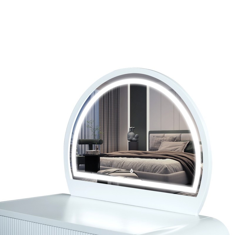 Makeup Vanity with Mirror Touchscreen-Controlled Lighted Mirror With Drawers gallery