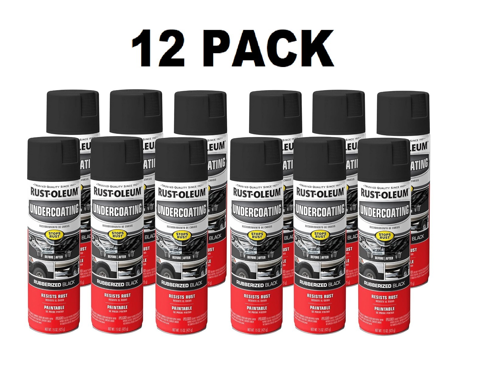 Rust-Oleum 248657-6PK Rubberized Undercoating Spray, 15 oz, Black, 6 Pack gallery