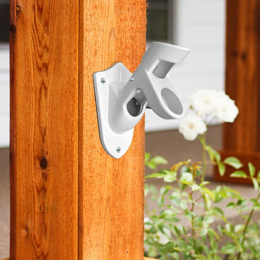 2 Position Flag Pole Bracket White Aluminum Wall Mounted Flag Pole Bracket gallery