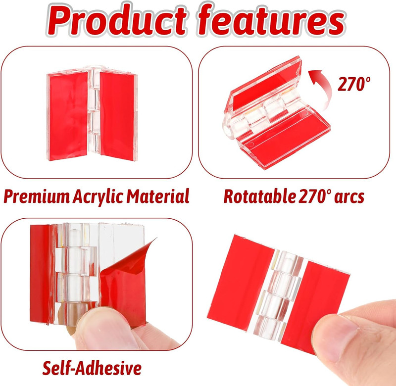 8Pcs Clear Plastic Hinges, Acrylic Small Hinges Self Adhesive Continuous Piano H gallery