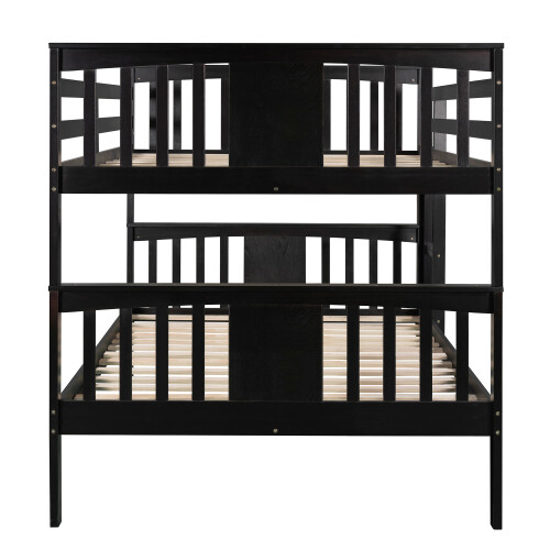 Full Over Full Bunk Bed Wood Bed Frames Full Size Platform Beds White/Gray/Brown gallery