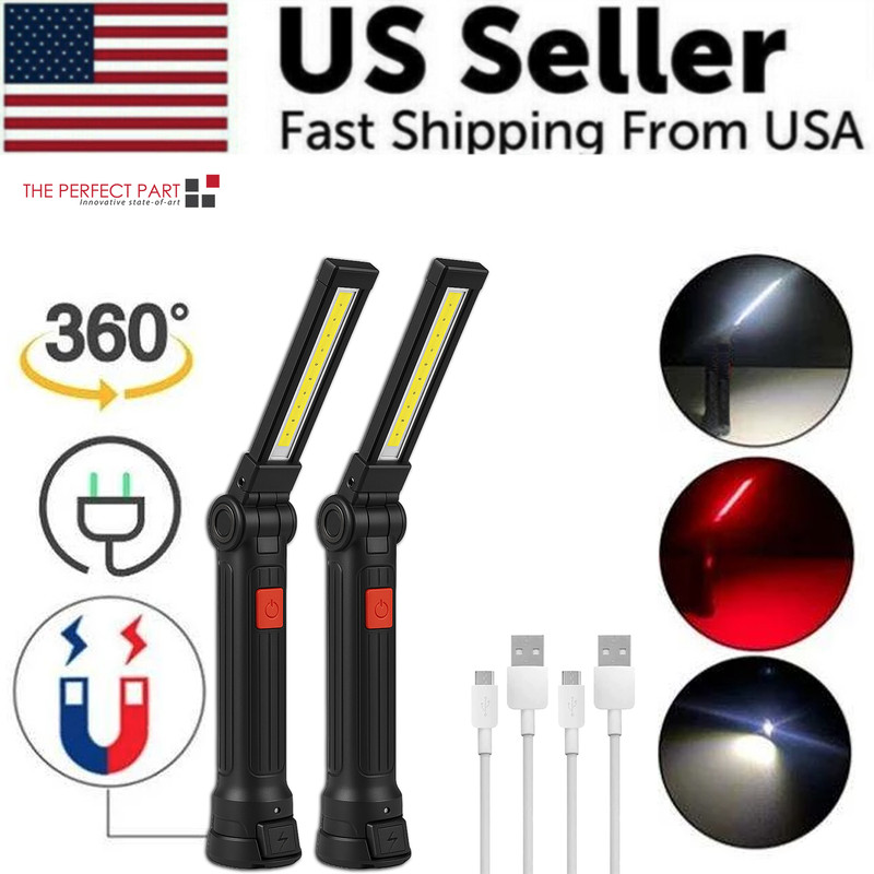 Rechargeable LED COB Work Light Mechanic Flashlight Lamp Magnetic Base Bright gallery