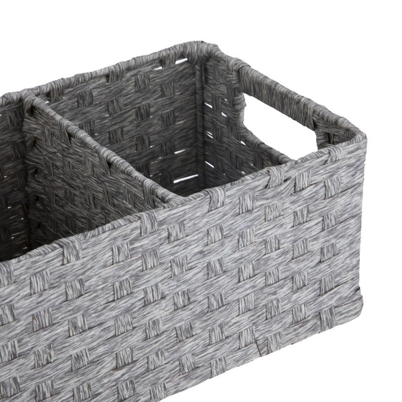 3-Compartment Storage Basket Set With Handles, Set of 2 gallery