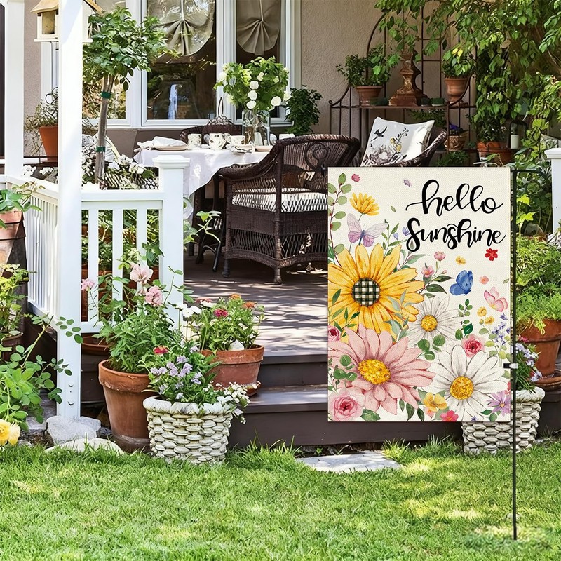 Spring Summer Garden Flag Double Sided 12.5 x 18 Inch Burlap with Clip and St... gallery