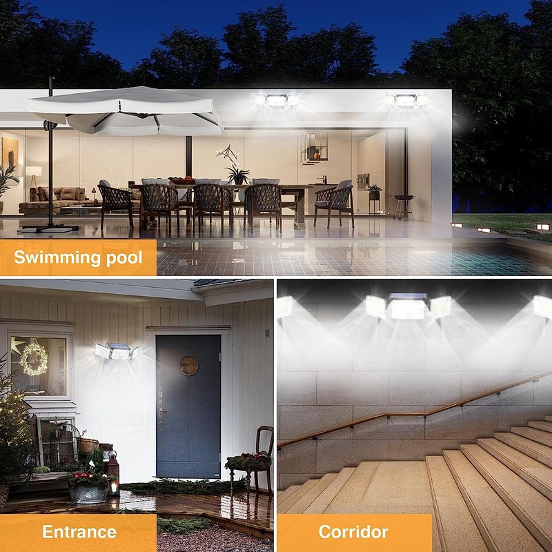 2 Pack LED Motion Sensor Solar Lights ,Outdoor IP65 Waterproof Security Lamp gallery