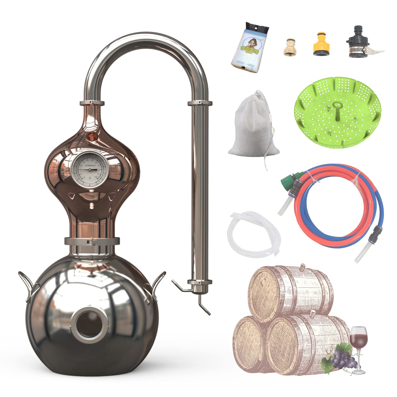 HOOLOO D15 DistillerUse Kit 304 Brandy Vodka 4Gal D15-12Liters/3Gal Direct fire gallery