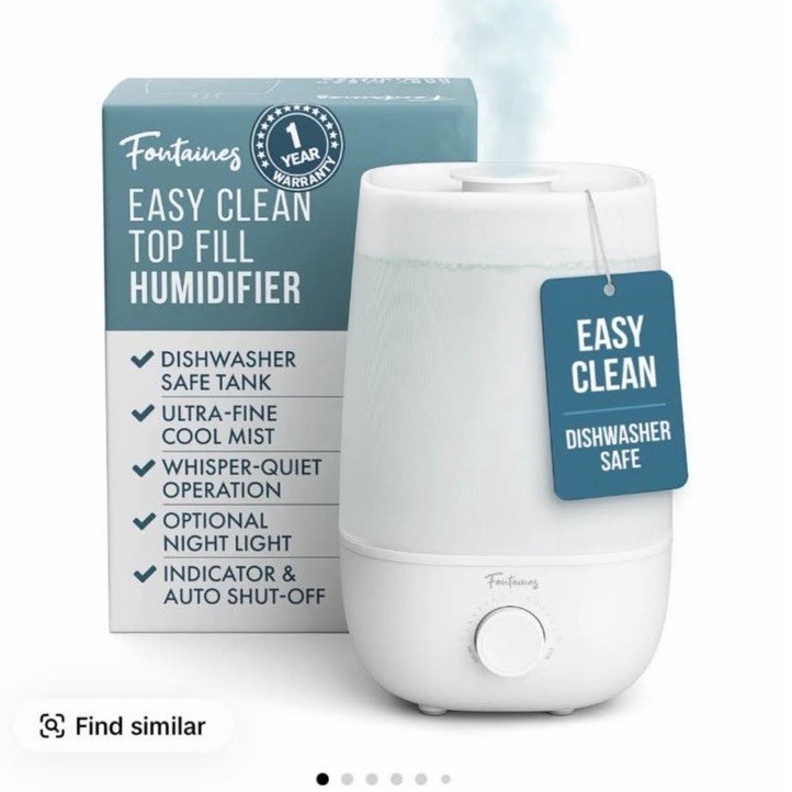 Fontaines Easy Clean Top Fill Cool Mist Humidifier 3L, Whisper-Quiet, White gallery