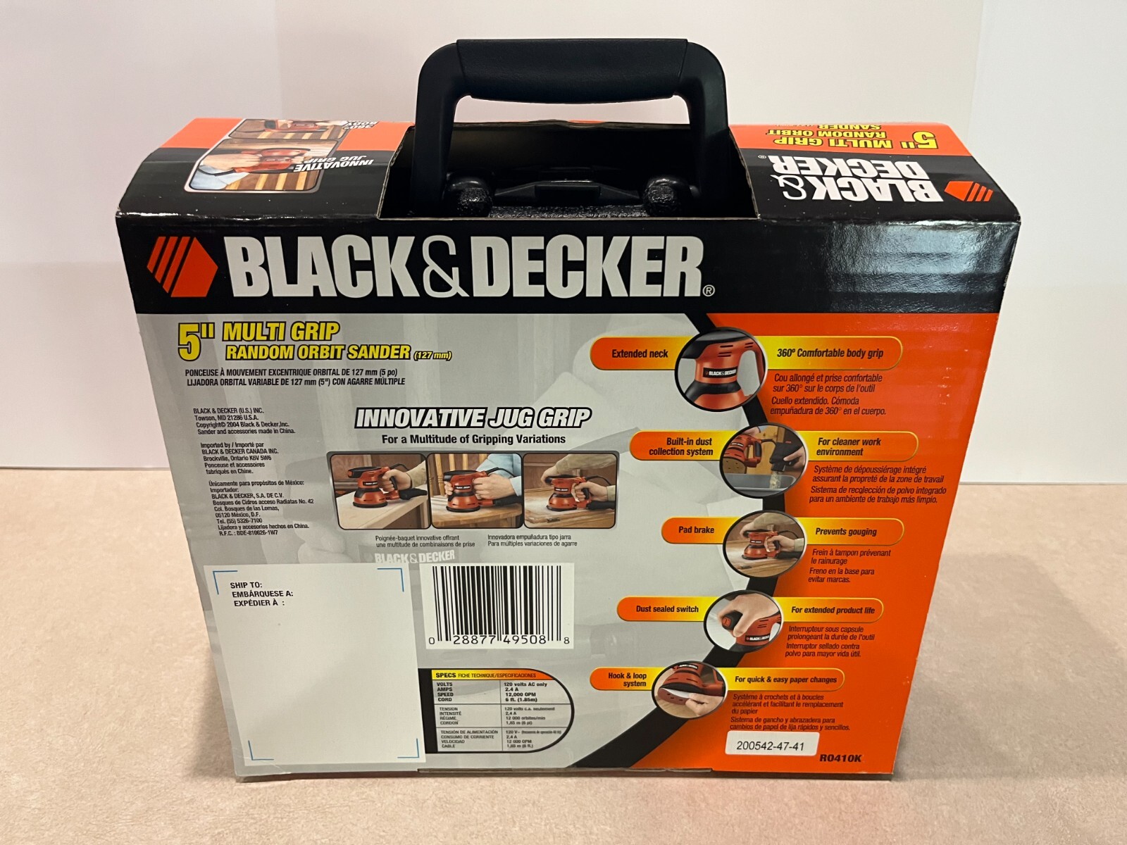 Black & Decker 5" Multi Grip Random Orbit Sander (127 mm) R0410K NEW gallery