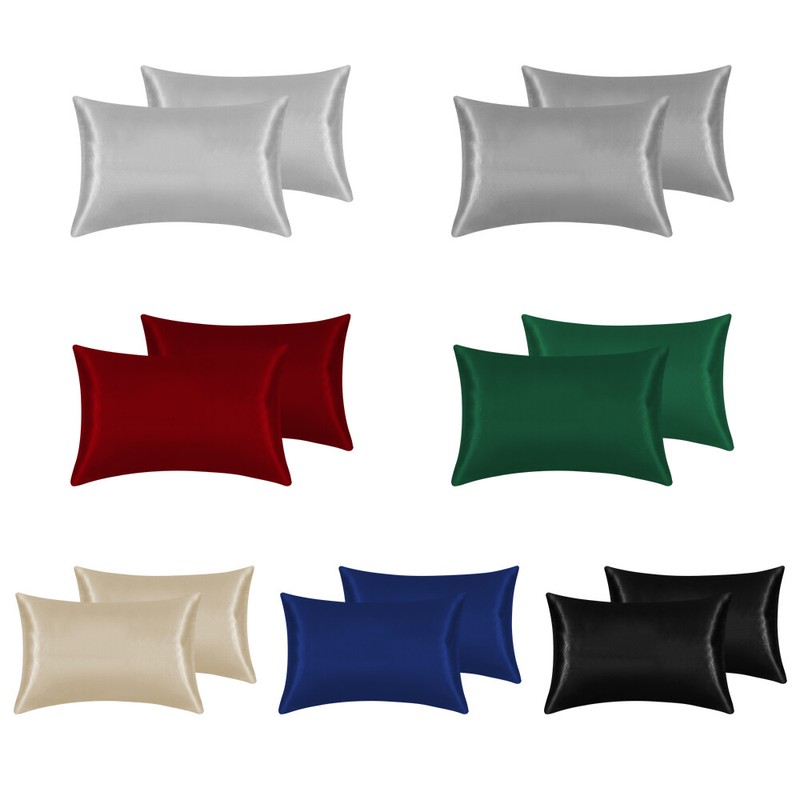 Bed Sheets&Pillowcase Set Luxury Satin Silk Sheet Deep Pocket Free Wrinkle Fade gallery