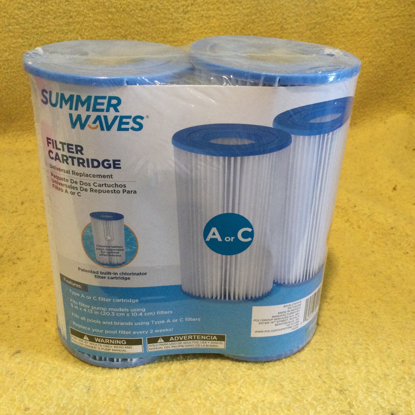 Summer Waves Polygroup Pool Filter Cartridge Replacement Size Type A or C 2 Pack gallery