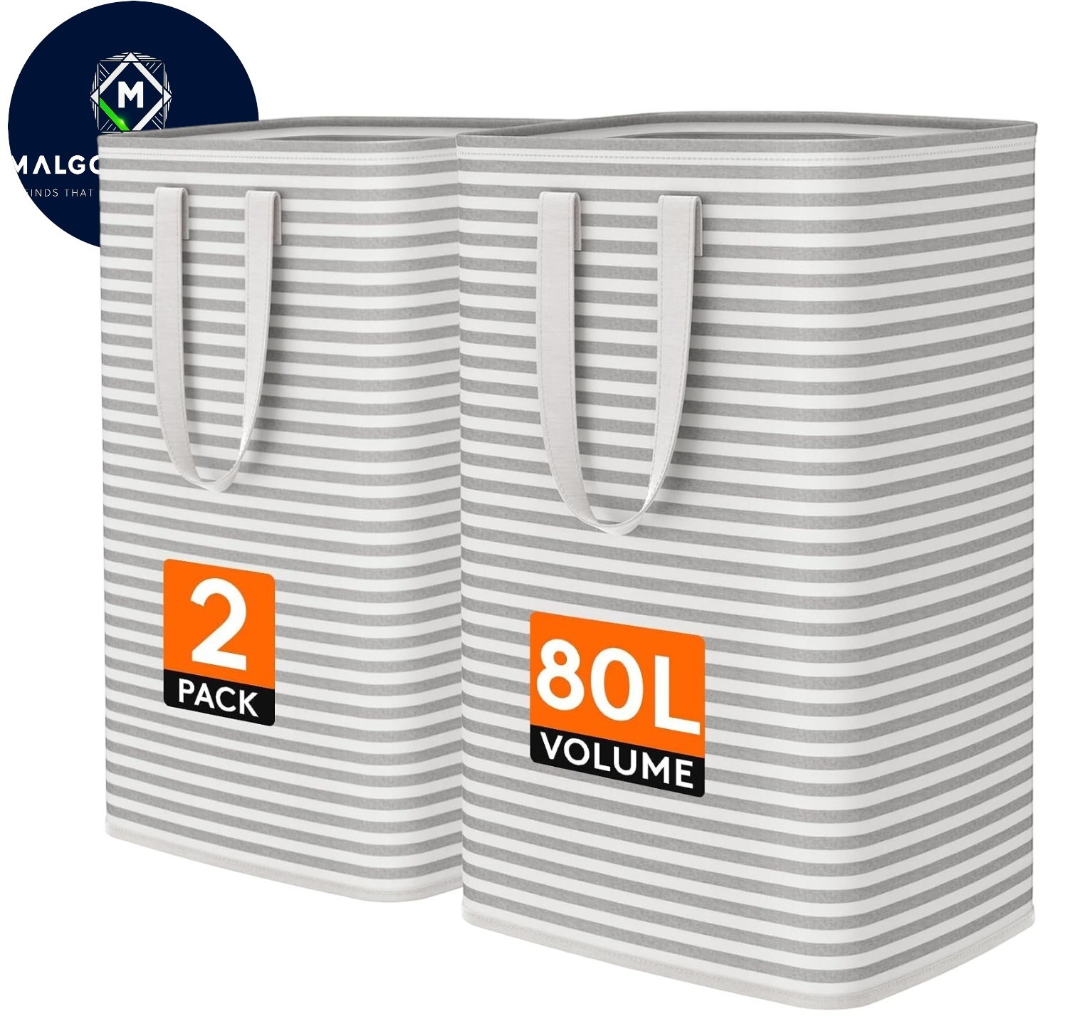 Lifewit 160L Laundry Basket Set 2 Pk Collapsible Waterproof Grey Hamper Storage gallery