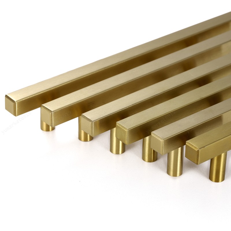 Kitchen Cabinet Handles Stainless Steel Drawer Pulls Hardware Square Golden lLot gallery