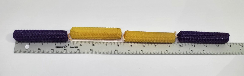 Beeswax Candles with Honeycomb Pattern 4" Purple and Yellow Lot of 4 UNLIT gallery