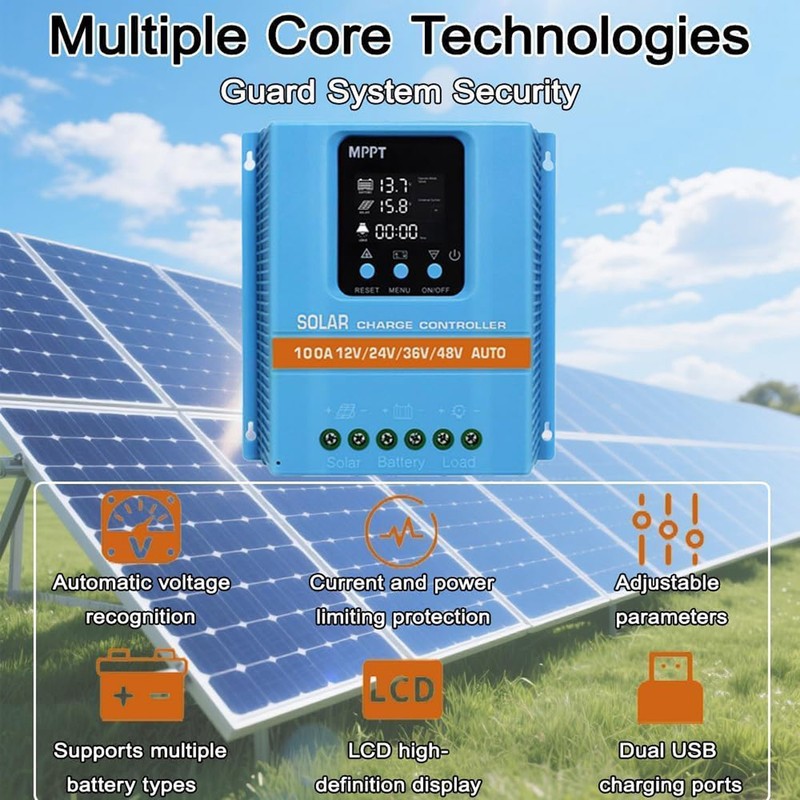 4800W 100A MPPT Solar Charge Controller 12V/24V/36V/48V Battery PV Regulator US gallery