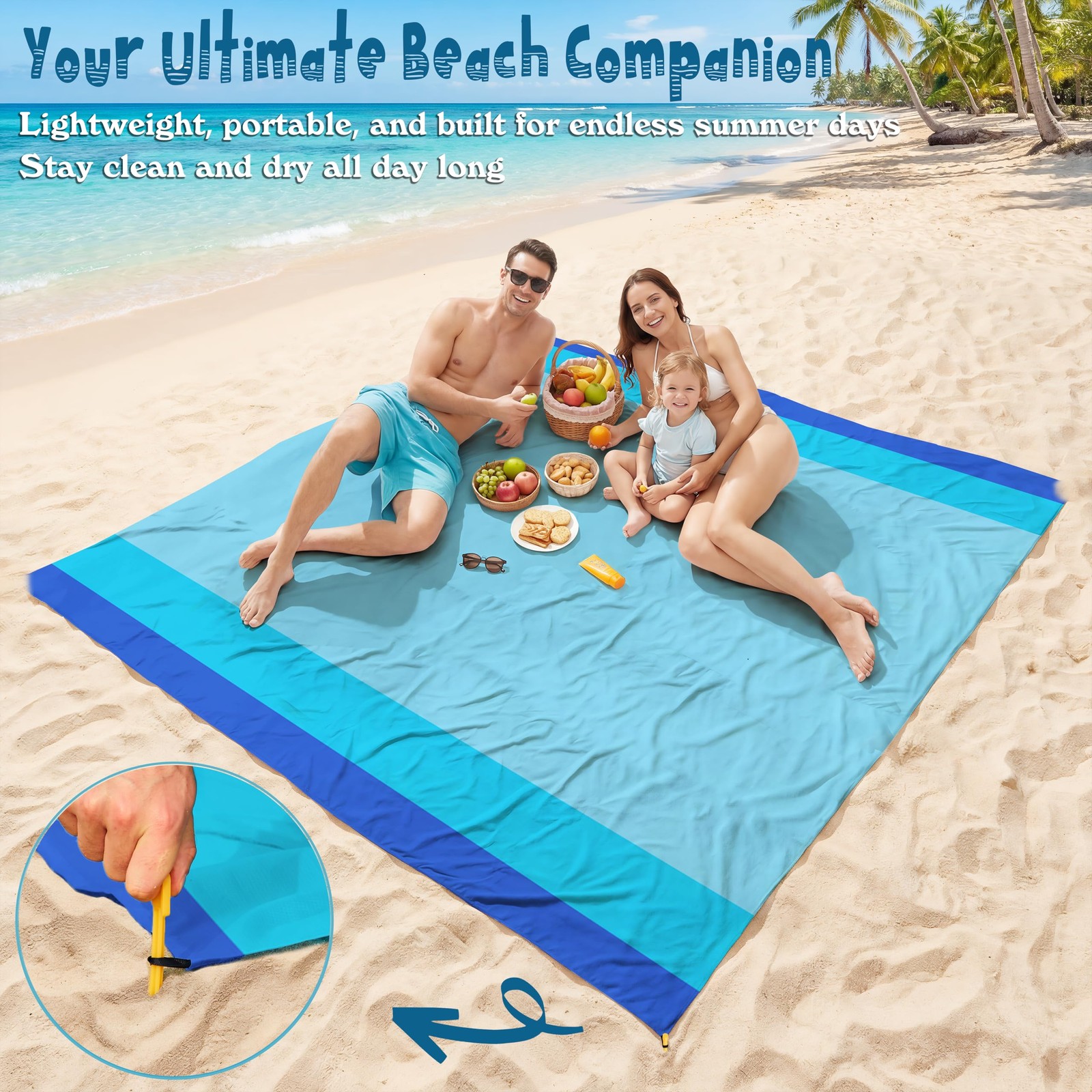 Beach Blanket Waterproof Sandproof 1-7 Adult Oversized 78 '' × 81 '' Lightwei... gallery