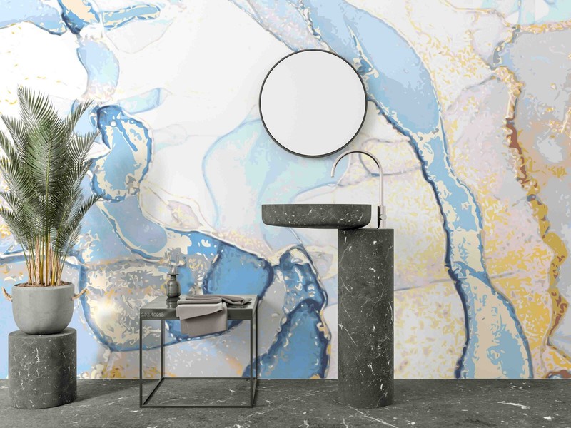 3D Blue White Gold Texture Marble Self-adhesive Removable Wallpaper Murals gallery