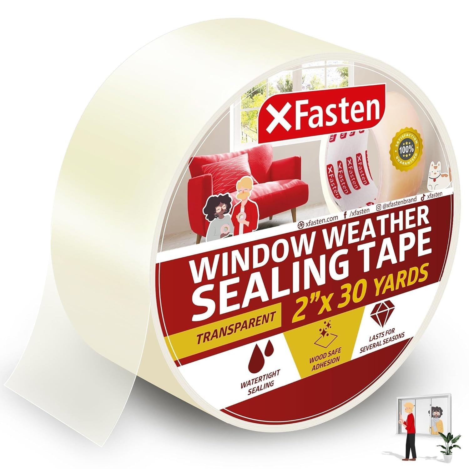 Clear Window Weather Sealing Tape, Draft Stopper Seal Film, Residue-Free, Transp gallery