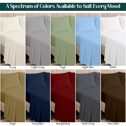 4 Piece Extra Deep Pocket Sheet Set, 100% Egyptian Queen Light Blue Solid gallery
