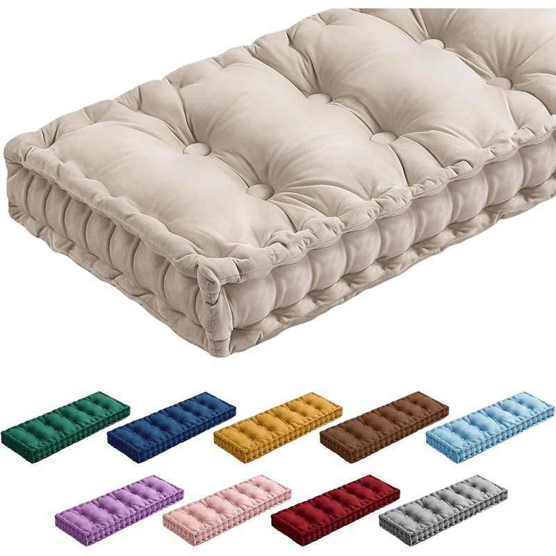 Bench Cushion Tufted Velvet Memory Foam Seating Pad Indoor Outdoor Comfort New gallery