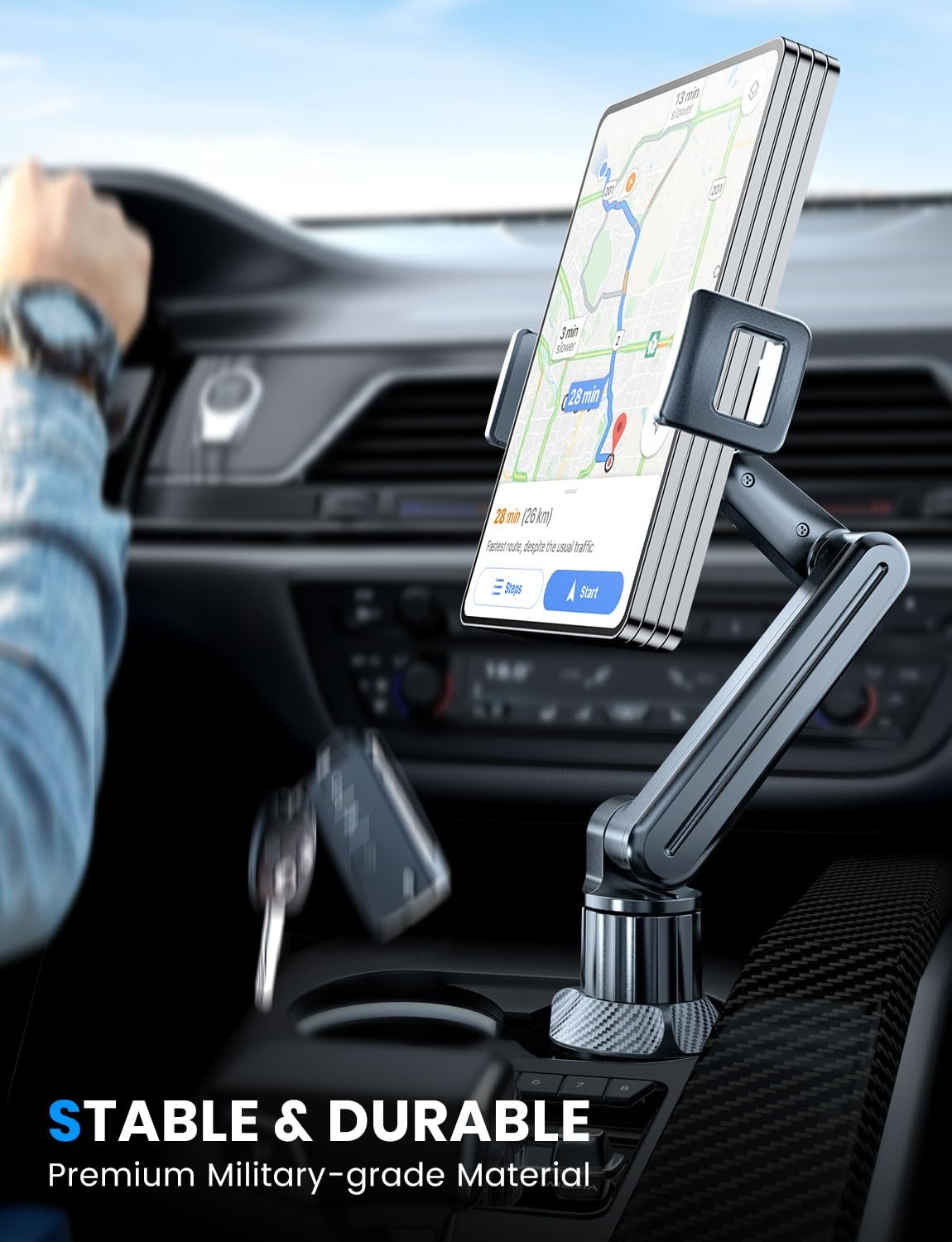 eSamcore Tablet Holder for Car, for iPad Cup Holder Car Mount with 1.57" Depth L gallery