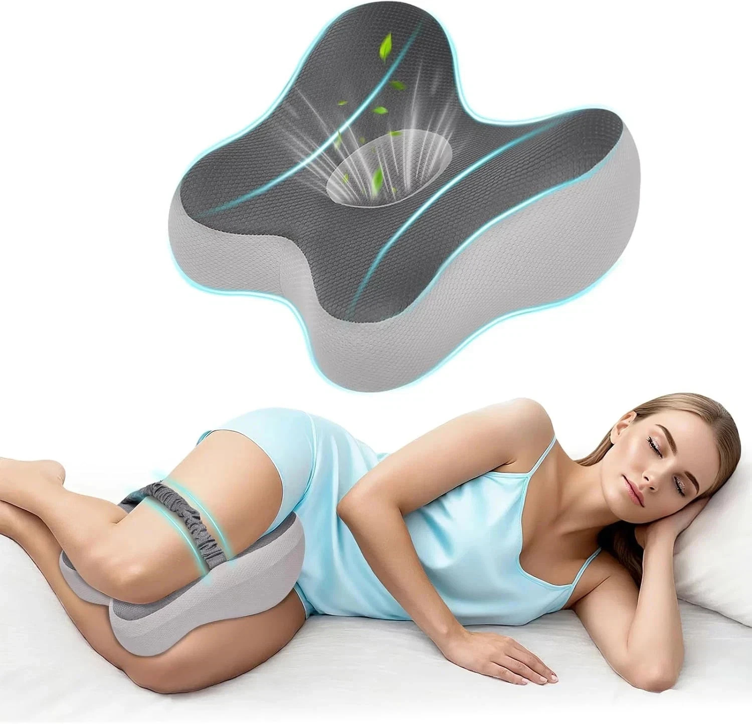 Knee Pillow for Side Sleepers Memory Foam Sciatica Pain Relief Leg Pillow, Remov gallery