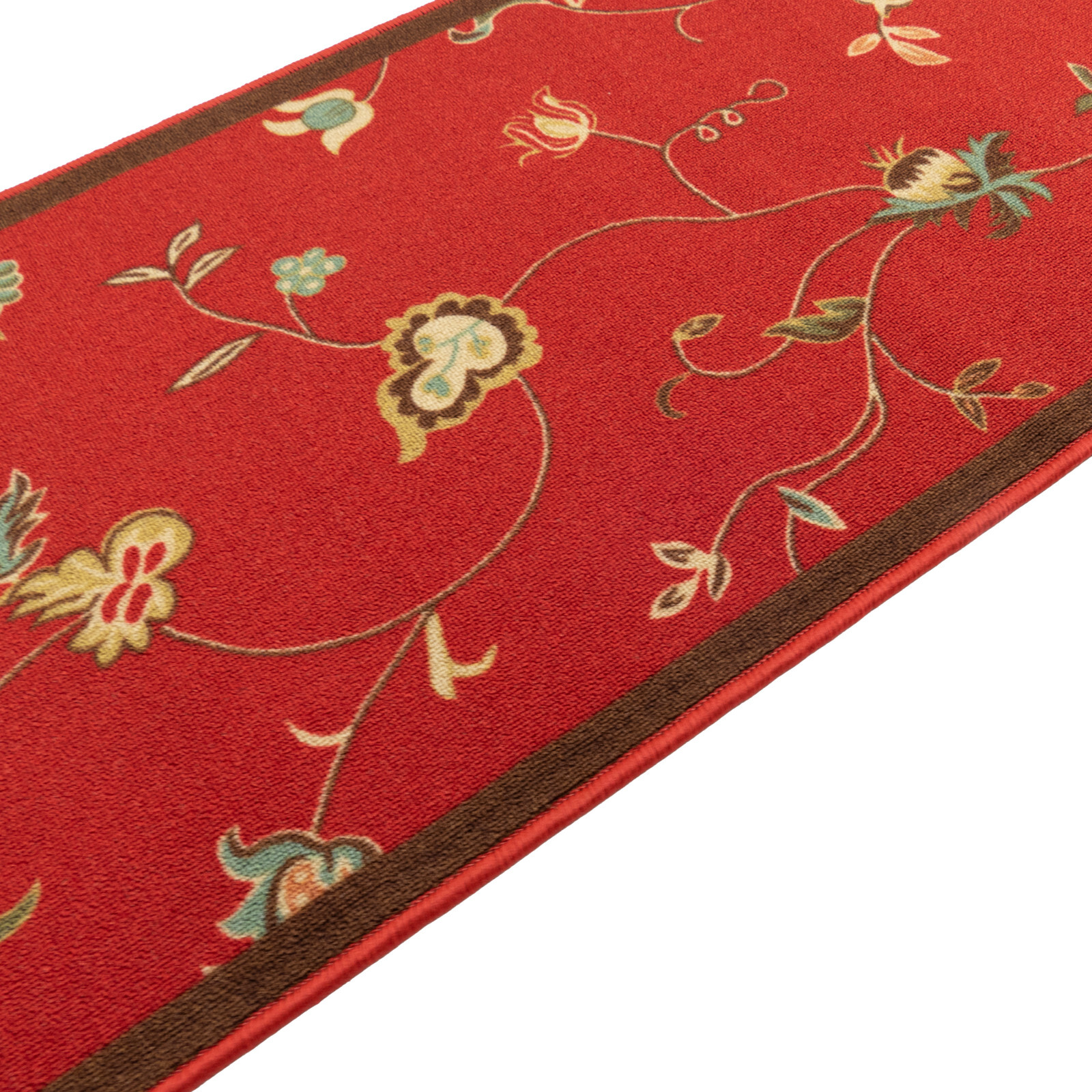 ConurDeals Floral Red Hallway Kitchen Non Slip Rubber Runner Rug 26" / 36" Wide gallery