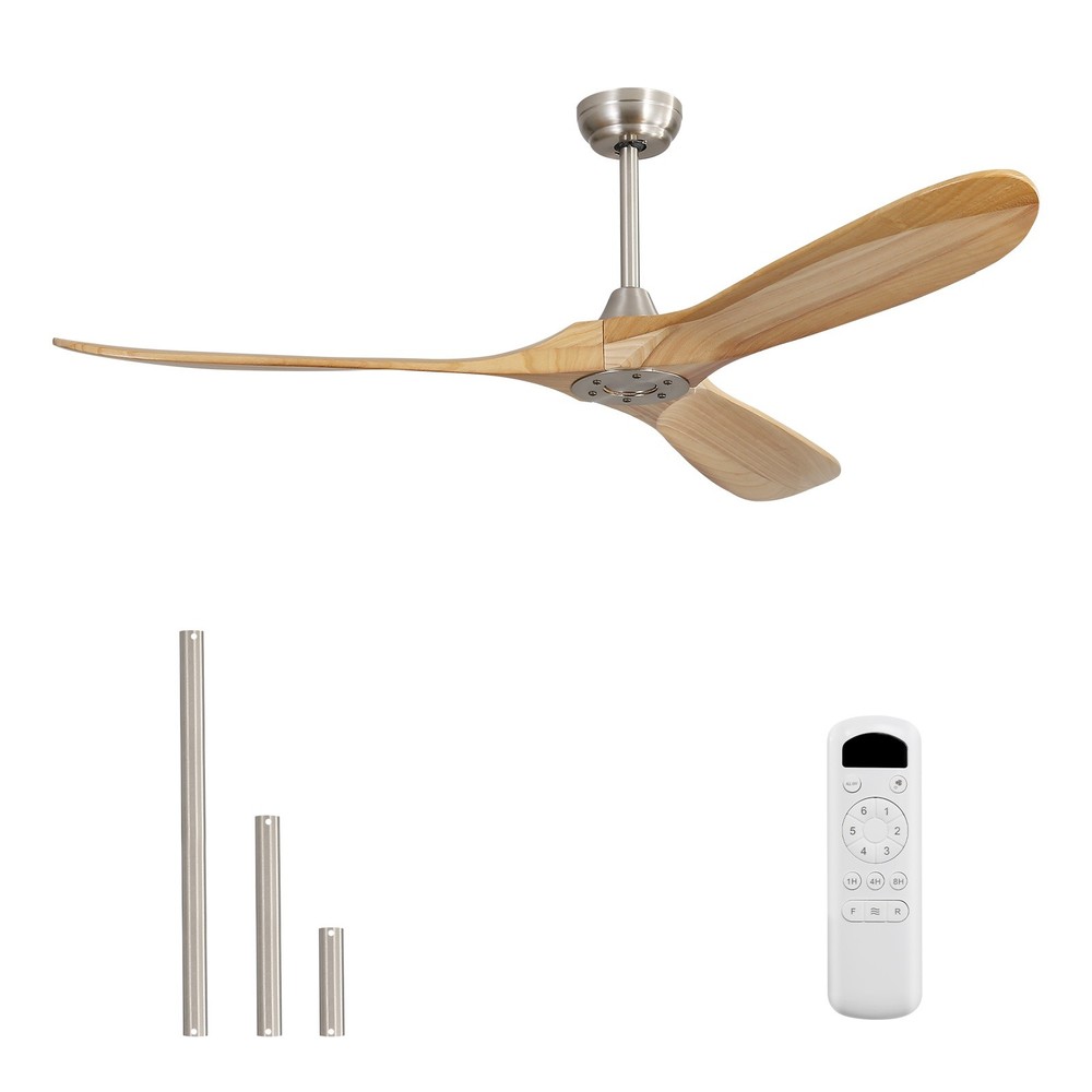 60'' Solid Wood Ceiling Fan W/ Remote Reversible DC Motor for Bedroom Farmhouse