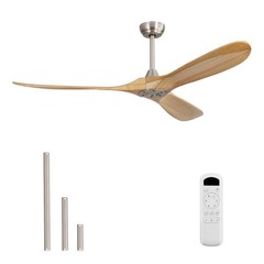 60” Solid Wood Ceiling Fan W/ Remote Reversible DC Motor for Bedroom Farmhouse