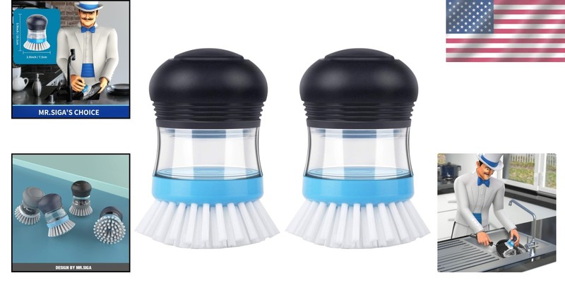 Versatile 2-Pack Soap Dispensing Brushes for Effortless Dish and Pot Cleaning gallery