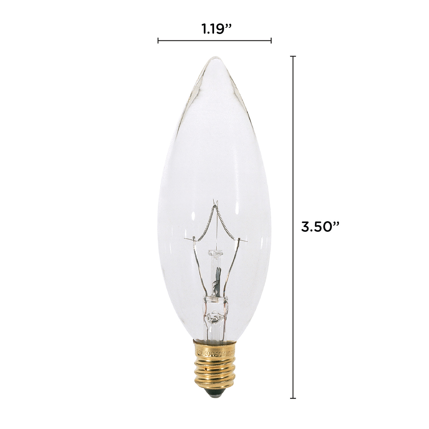 (12 Pack) Clear Chandelier Bulbs 25W Watt European Base E14 Torpedo Tip 120V gallery