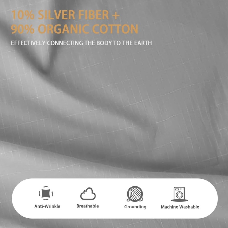 Grounding Bed Sheets with 10% Silver Fiber for Queen Size - Safe Sleep Solution gallery