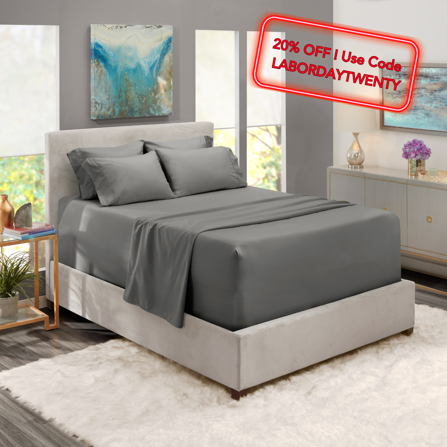 6 Piece Bed Sheets Set- Hotel Luxury Extra Deep Sheets, 39 Colors, 16"- 24" Deep gallery