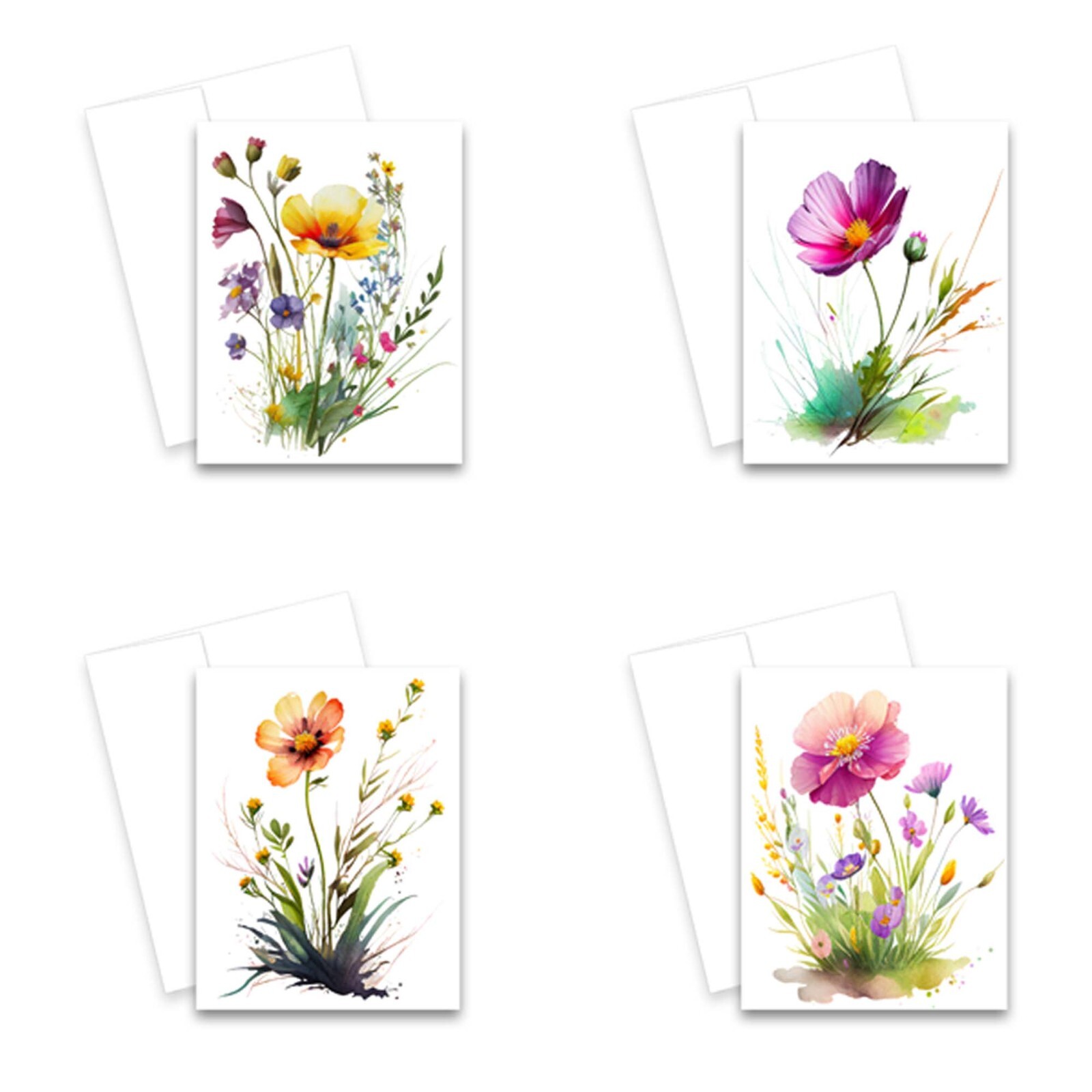 12 Assorted All Occasion Note Cards Blank with Envelopes - Wildflowers gallery