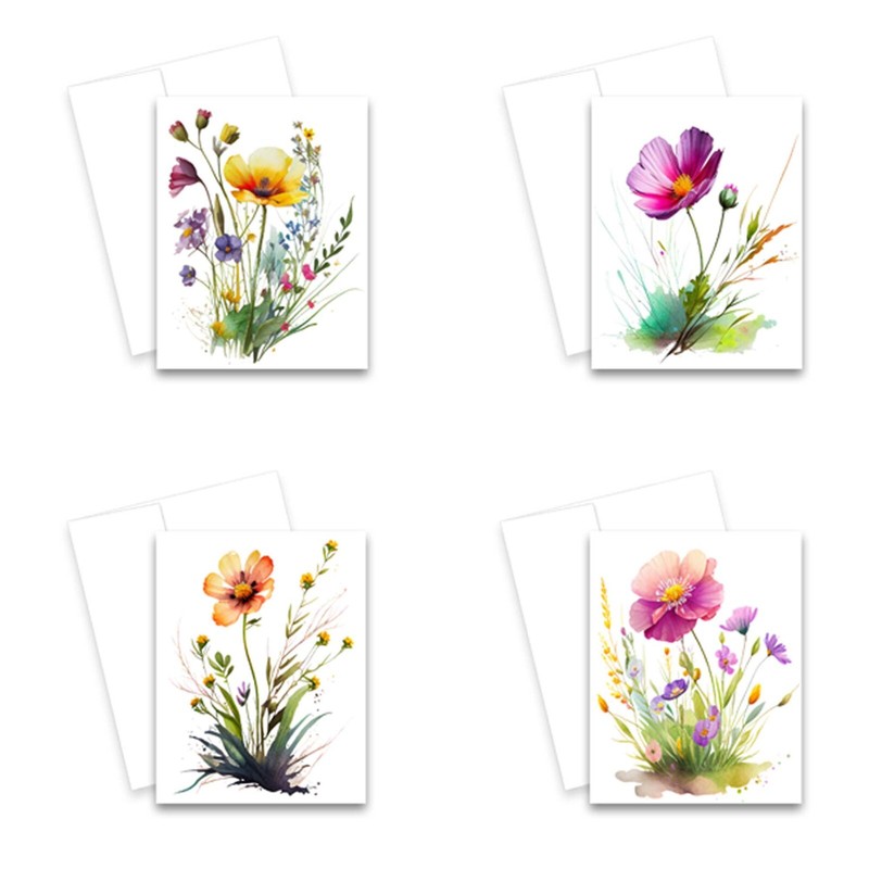 12 Assorted All Occasion Note Cards Blank with Envelopes - Wildflowers gallery