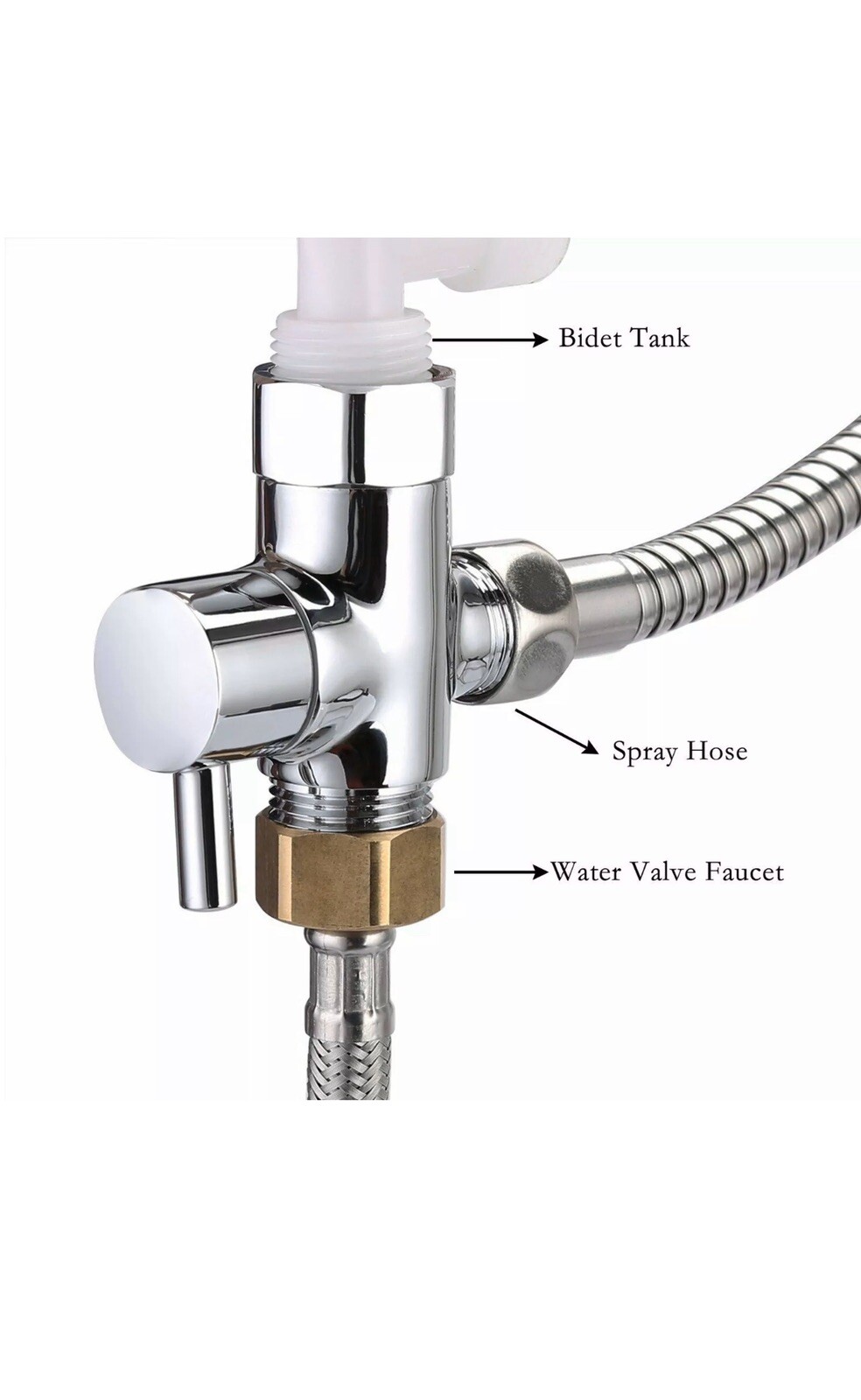 7/8'' T-Adapter 3-Way Brass Shower Diverter With Valve For Toilet Bidet Sprayer gallery