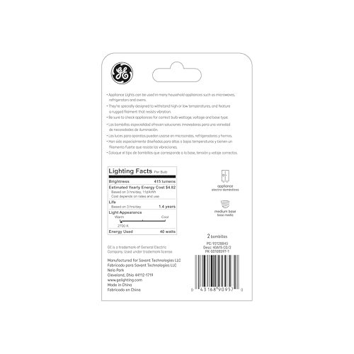 Incandescent Light Bulbs 40 Watt A15 Soft White 2 Pack Dimmable E26 Base gallery