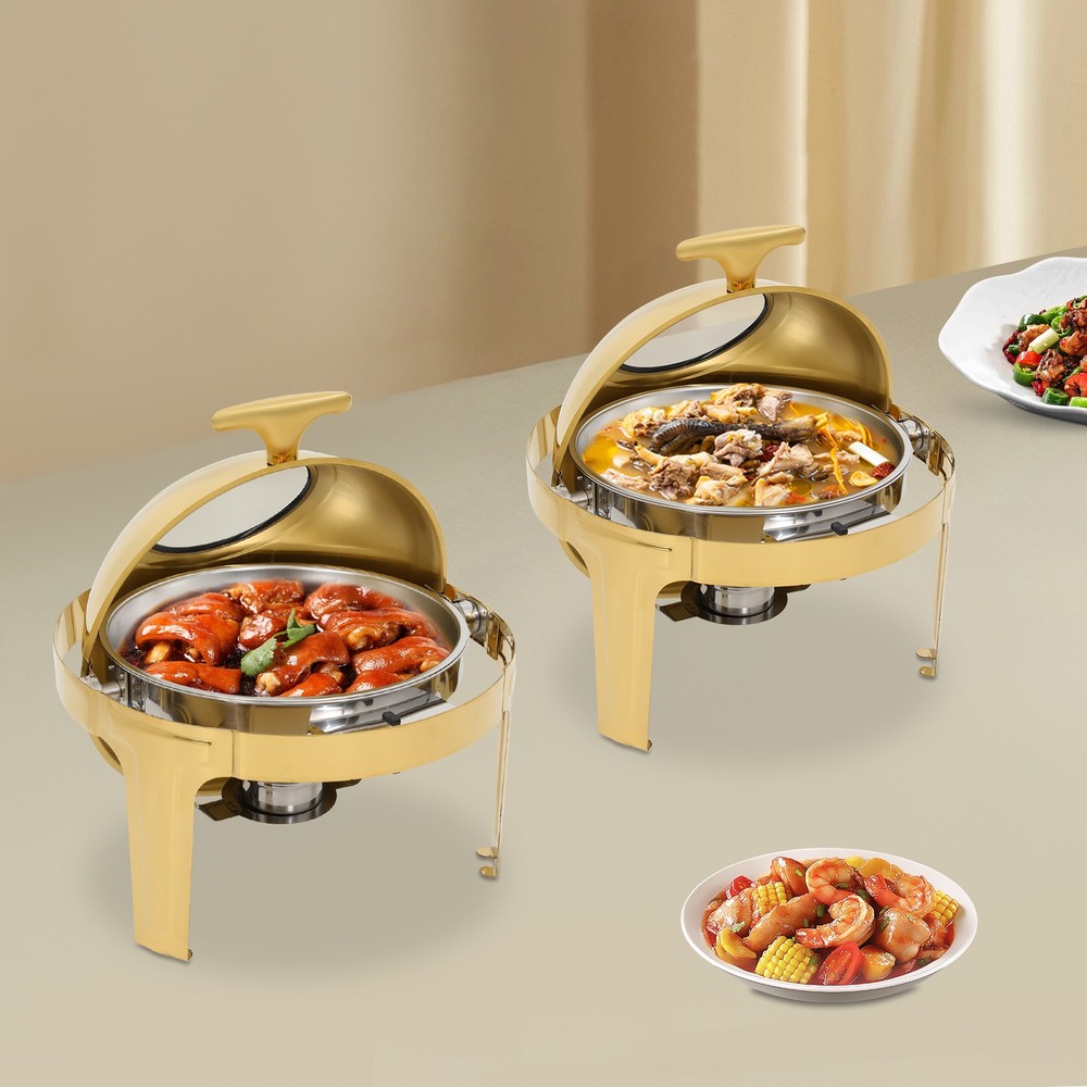 2-Pack Commercial Buffet Chafer Set, 66lb Capacity per Unit - Catering Supplies