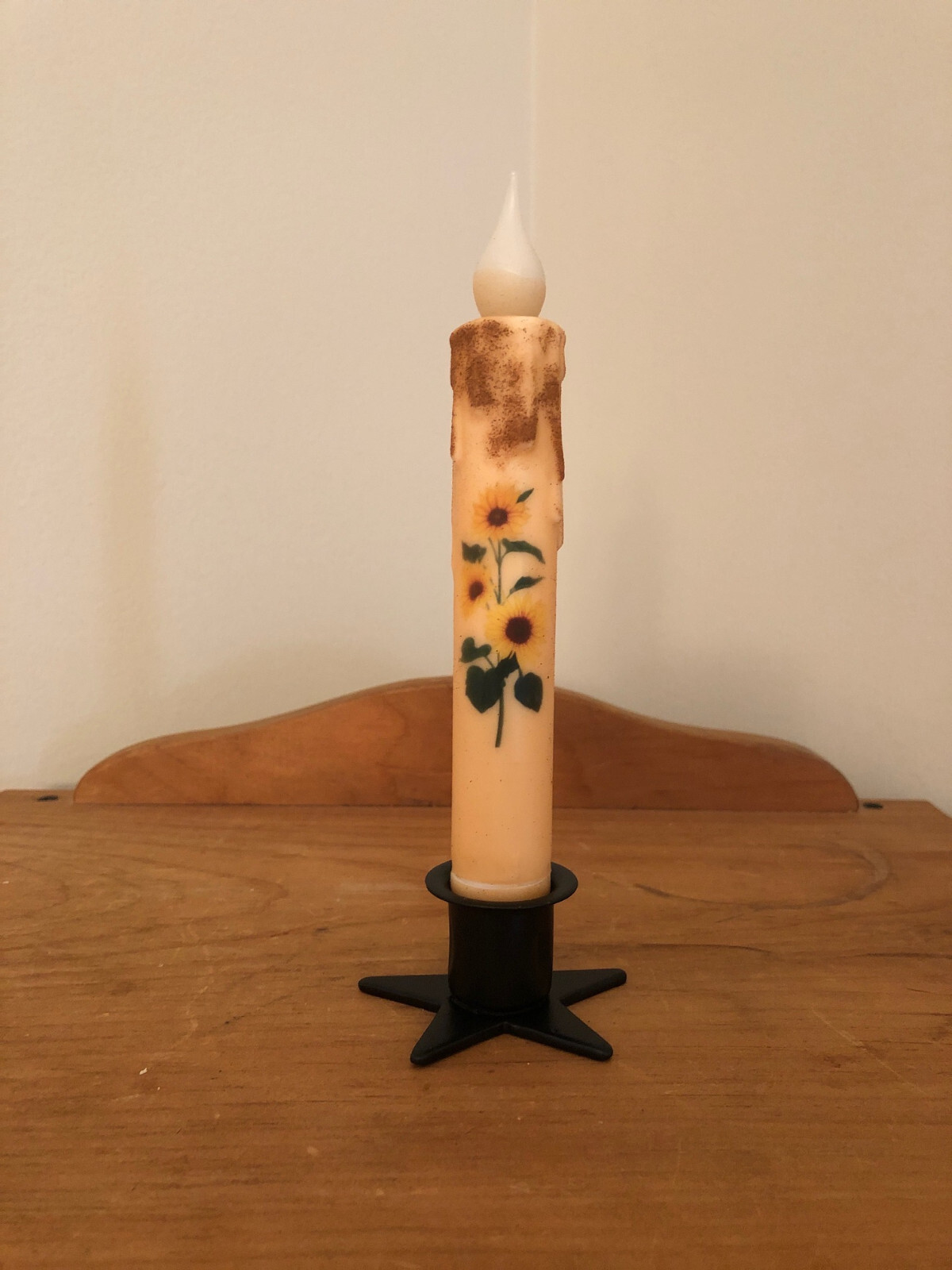 7" Battery Operated Wax-dipped Stenciled Taper Candle ~ 6 Hour LED Timer ~ gallery