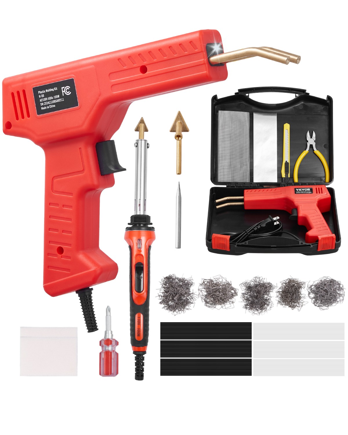 VEVOR Plastic Welder Kit 100W Plastic Welder Gun and Iron 1000 Staples&60 Rods gallery
