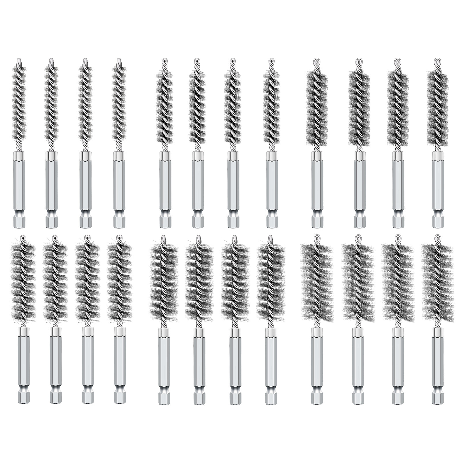 24 PCS Stainless Steel Bore Brush Wire Brush 1/4" Shank for Power Drill Cleaning gallery