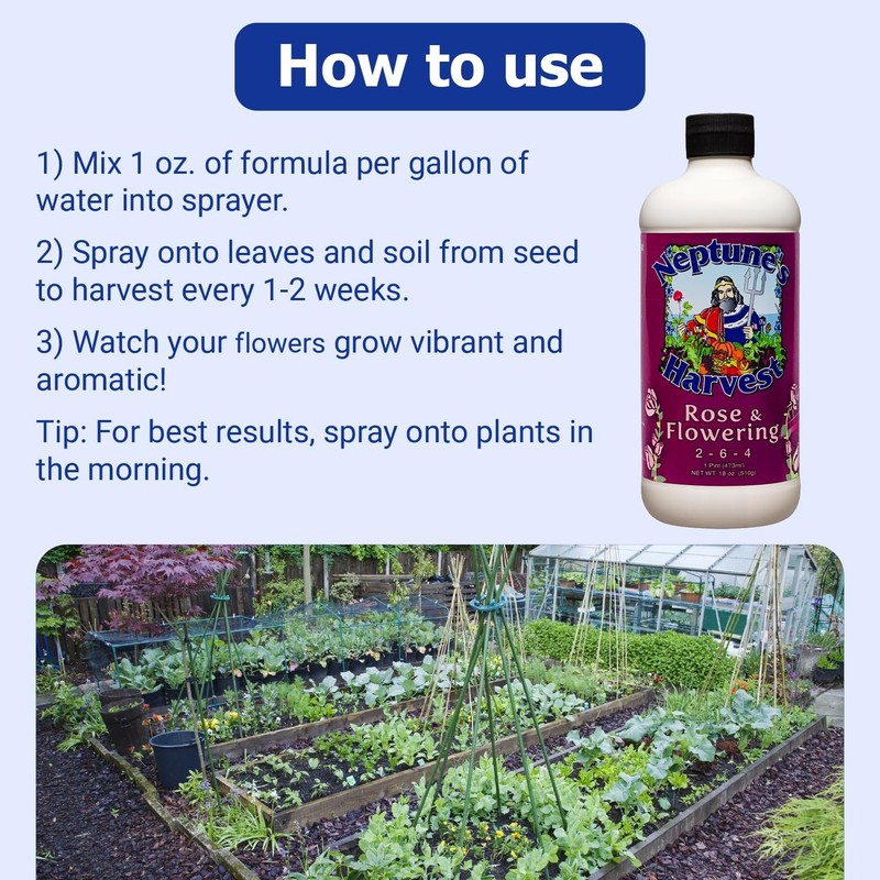 Rose & Flowering Fertilizer (2-6-4) - 18oz Pint - Organic Liquid Food for Vib... gallery